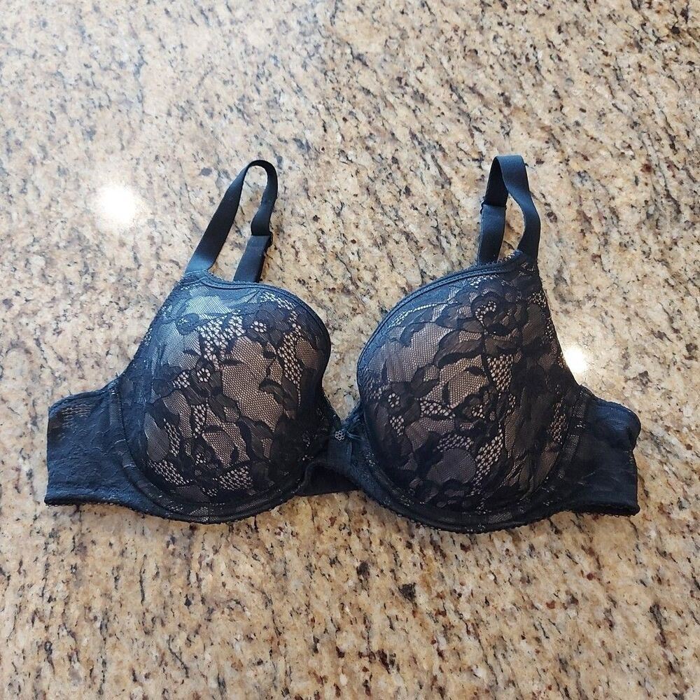 Wacoal Bra 36C Lace Finesse Lined Underwire Black 853201 Adj Strap